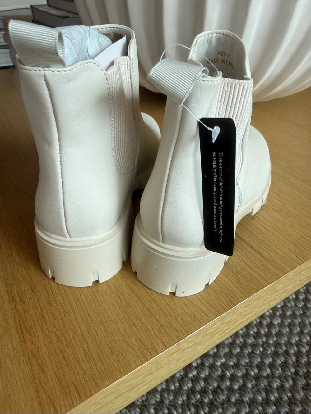 Chelsea Lug Booties in Off-White